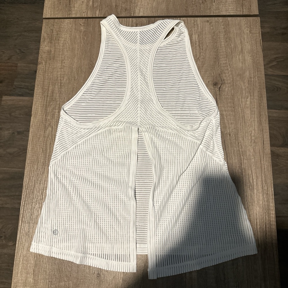Lululemon White Striped Tank Top